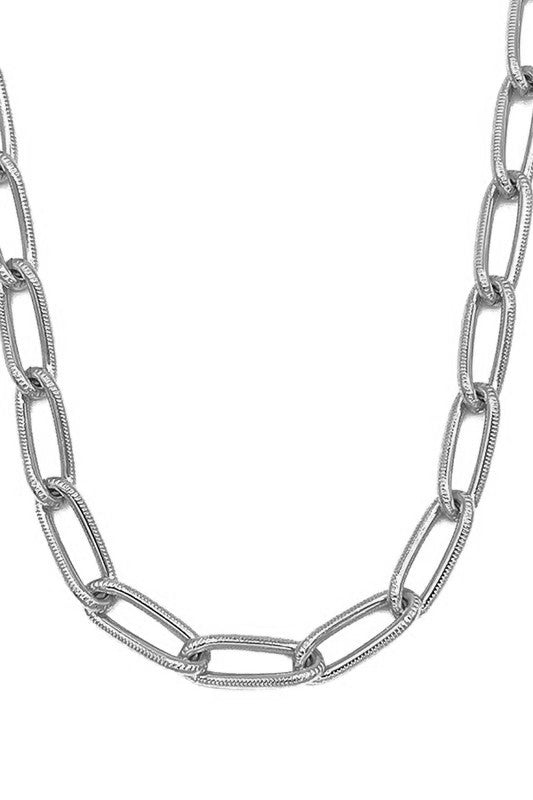 Textured Chain Link Necklace Set