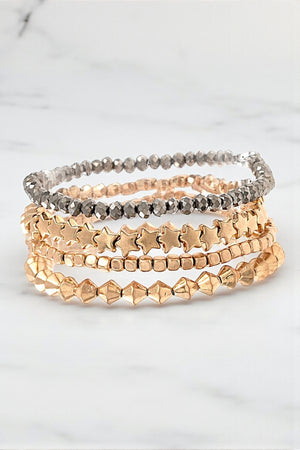 MULTI MIX BEAD STAR STRETCH BRACELET SET