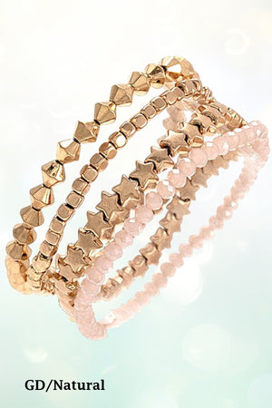 MULTI MIX BEAD STAR STRETCH BRACELET SET