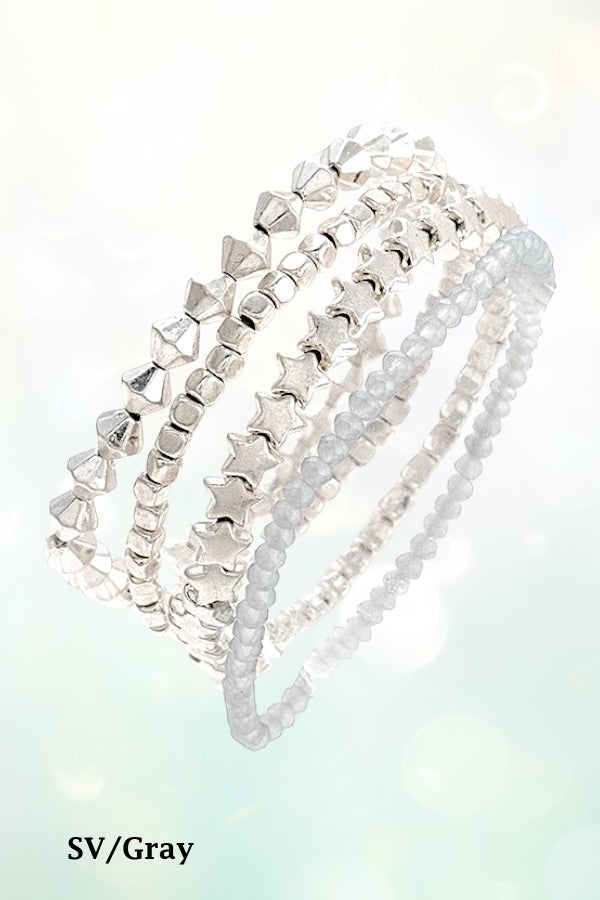 MULTI MIX BEAD STAR STRETCH BRACELET SET