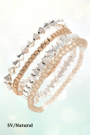 MULTI MIX BEAD STAR STRETCH BRACELET SET