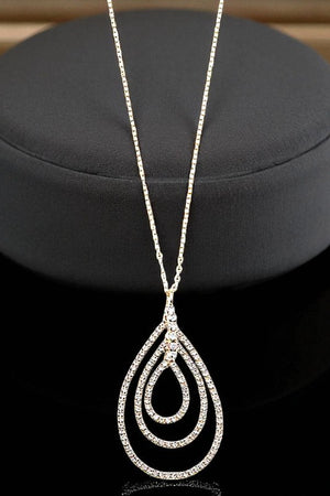 GEM PAVE TEARDROP LINK PENDANT NECKLACE