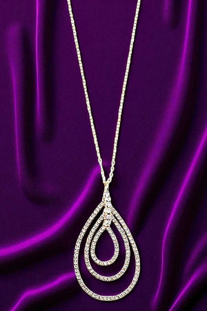 GEM PAVE TEARDROP LINK PENDANT NECKLACE