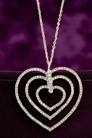 GEM PAVE HEART LINK PENDANT NECKLACE