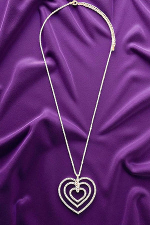 GEM PAVE HEART LINK PENDANT NECKLACE