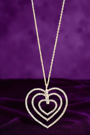 GEM PAVE HEART LINK PENDANT NECKLACE