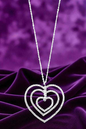 GEM PAVE HEART LINK PENDANT NECKLACE