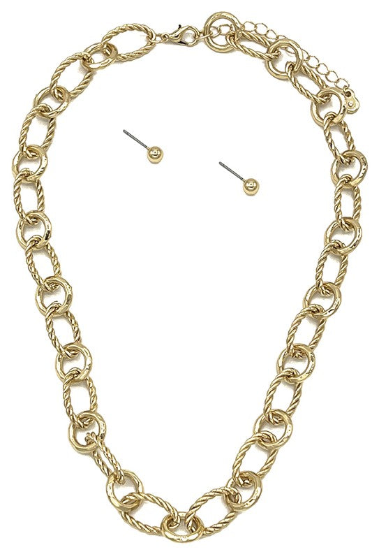 Oval Chain Link Necklace Set