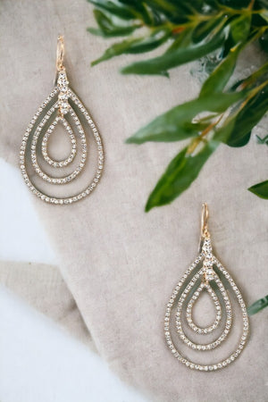 PAVE MULTI LINK TEARDROP EARRING