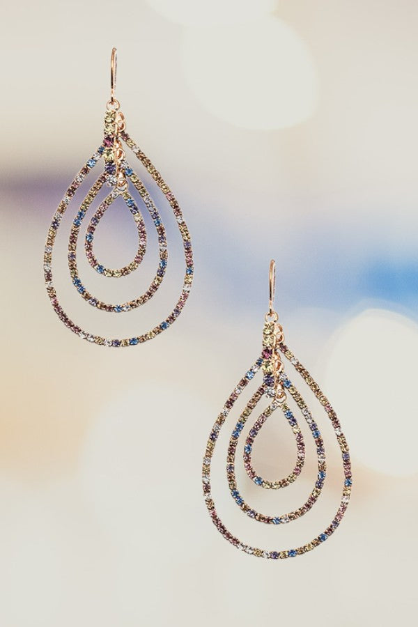 PAVE MULTI LINK TEARDROP EARRING