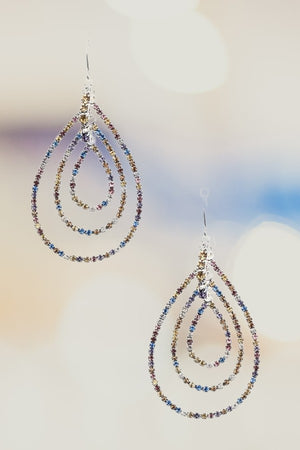 PAVE MULTI LINK TEARDROP EARRING