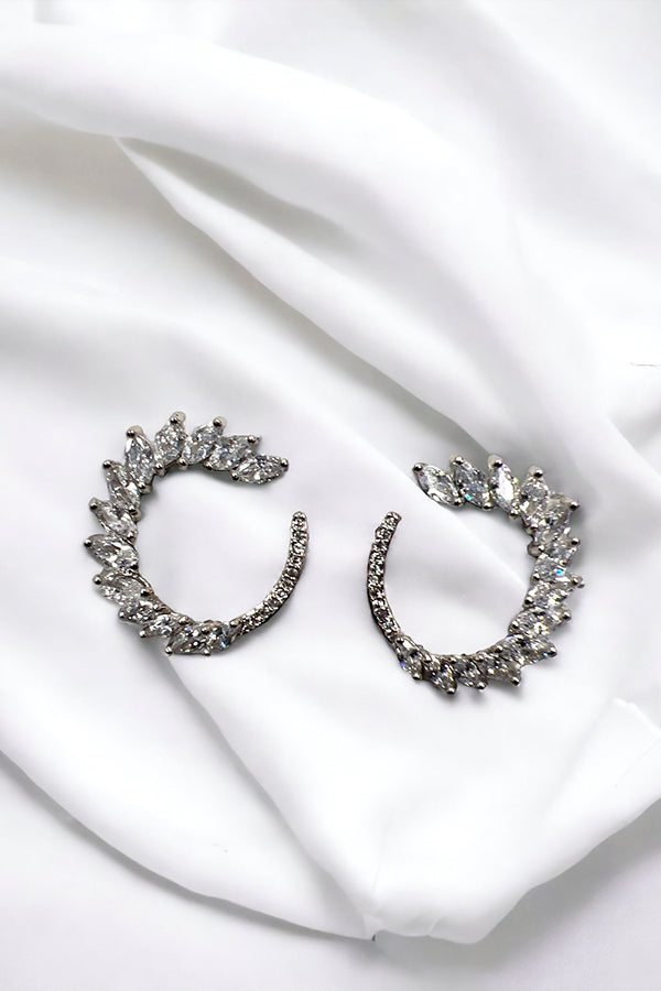 Semi Round Cubic Zirconia Post Earring