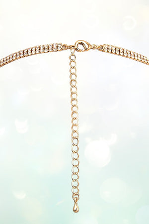 SCALLOPED RHINESTONE PAVE LONG NECKLACE