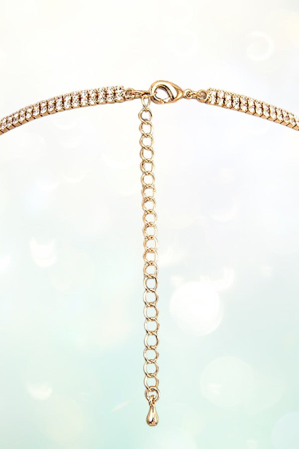 SCALLOPED RHINESTONE PAVE LONG NECKLACE