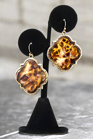 ACETATE CLOVER FRAMED EARRING