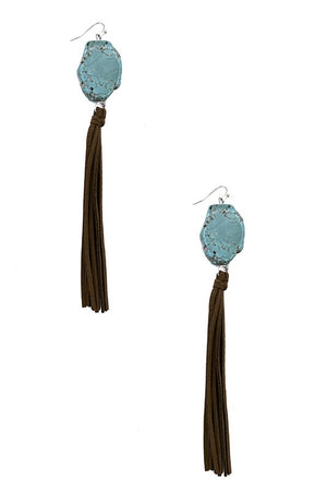 Nugget Gemstone Oblong Tassel Earring