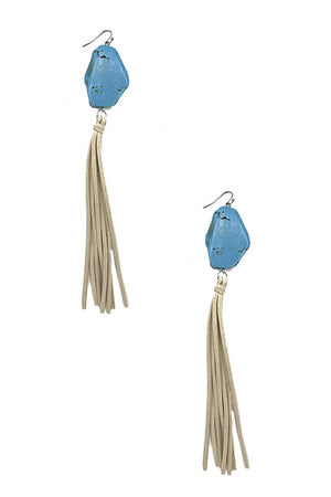 Nugget Gemstone Oblong Tassel Earring