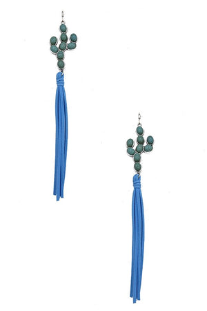 Cactus Gem Oblong Tassel Earring