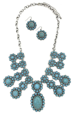 Fringe Gemstone Pave Bib Necklace Set