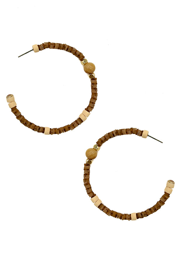 Large Bead Semi Hoop Earring