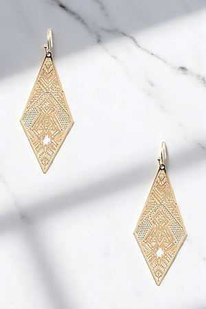 DIAMOND SHAPE CUT OUT DANGLE EARRING