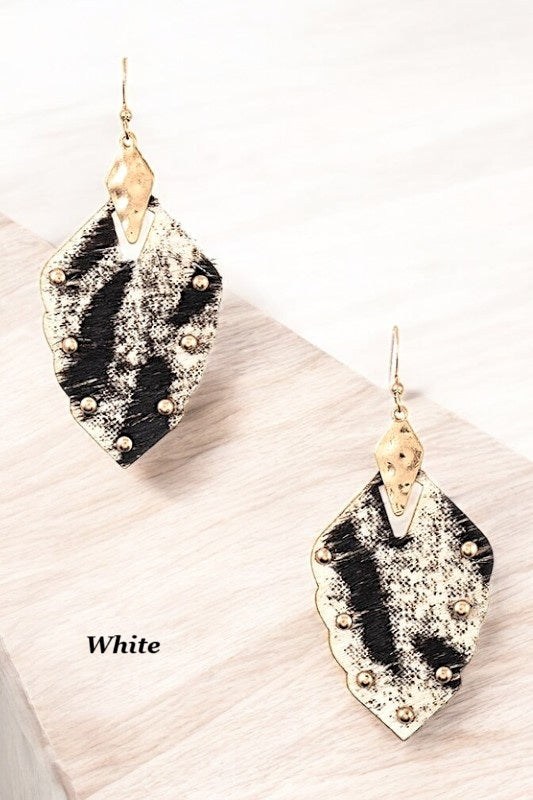 Studded Animal Print Drop Earring