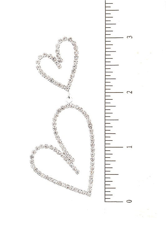 Rhinestone Side Link Heart Drop Earring