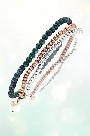 MULTI BEAD PEARL DANGLE BRACELET SET