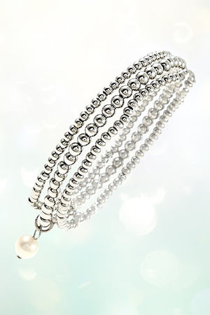 MULTI BEAD PEARL DANGLE BRACELET SET