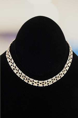 RHINESTONE PAVE METAL LINK CHOKER NECKLACE