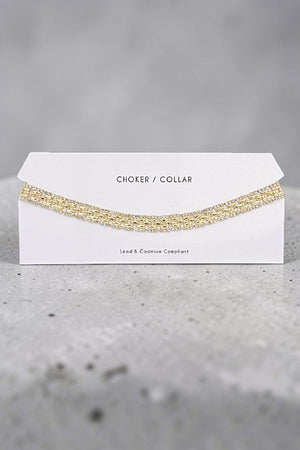 RHINESTONE PAVE METAL LINK CHOKER NECKLACE