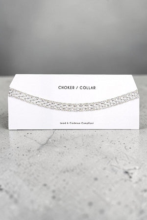 RHINESTONE PAVE METAL LINK CHOKER NECKLACE