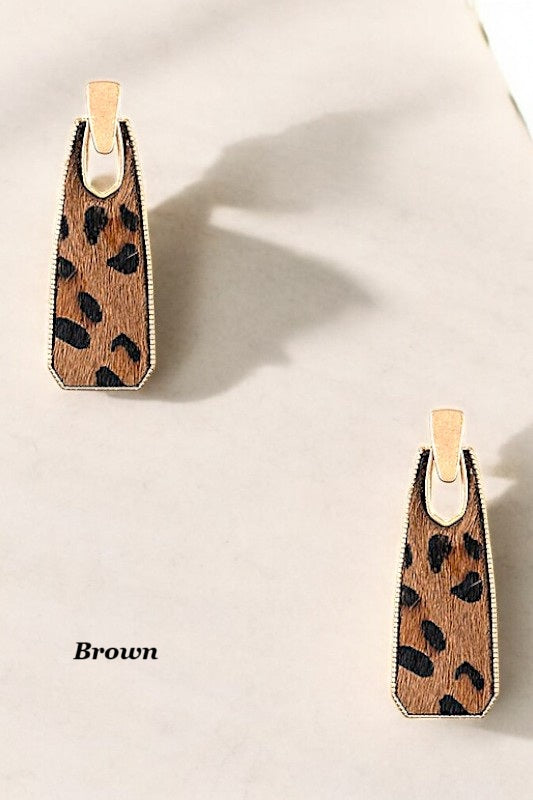 DROP FRAMED ANIMAL PRINT EARRING