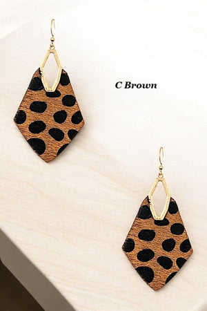 ANIMAL PRINT DIAMOND SHAPE DANGLE EARRING