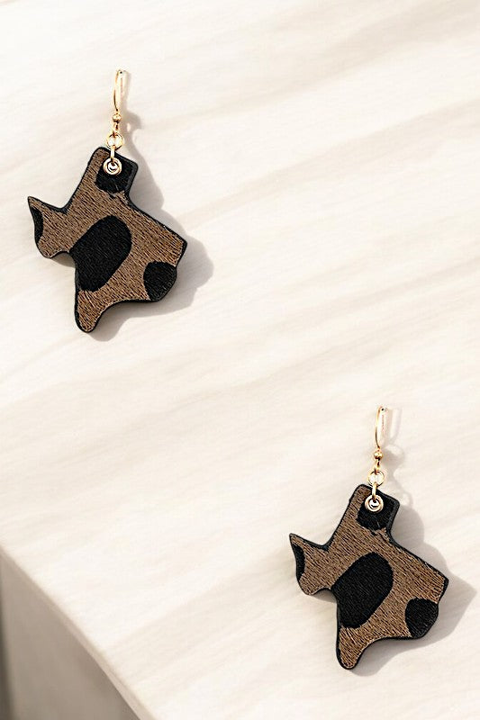 TEXAS STATE ANIMAL PRINT DANGLE EARRING