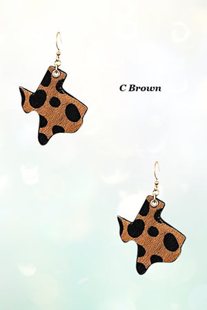 TEXAS STATE ANIMAL PRINT DANGLE EARRING