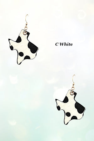 TEXAS STATE ANIMAL PRINT DANGLE EARRING