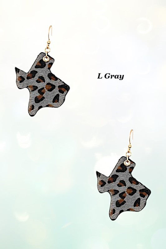 TEXAS STATE ANIMAL PRINT DANGLE EARRING