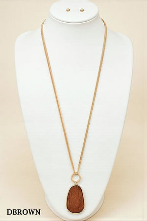 WOODED FRAMED PENDANT NECKLACE SET