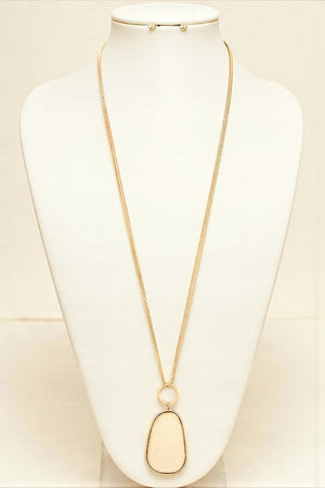 WOODED FRAMED PENDANT NECKLACE SET