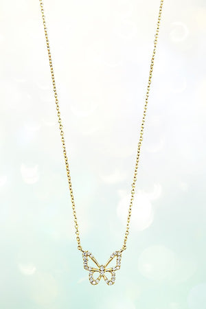 CZ STONE BUTTERFLY PENDANT NECKLACE