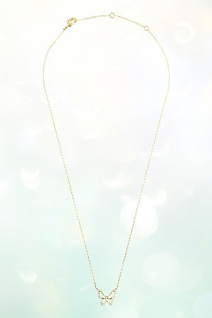 CZ STONE BUTTERFLY PENDANT NECKLACE