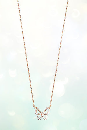 CZ STONE BUTTERFLY PENDANT NECKLACE