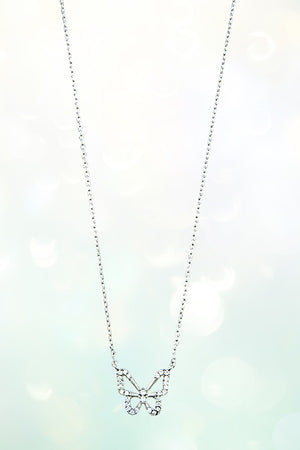 CZ STONE BUTTERFLY PENDANT NECKLACE