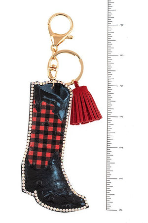 Plaid Pattern Boot Keychain