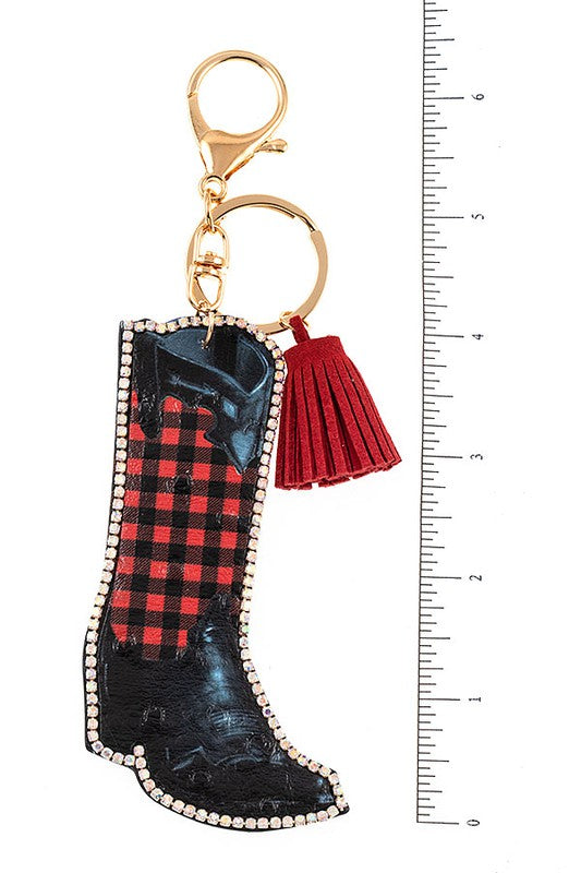 Plaid Pattern Boot Keychain