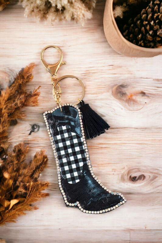 Plaid Pattern Boot Keychain