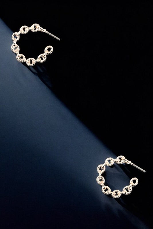 CHAIN SEMI HOOP EARRING