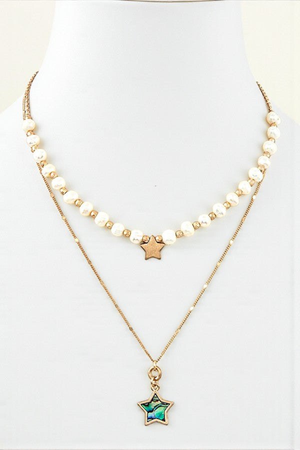 STAR LAYERED PEARL NECKLACE