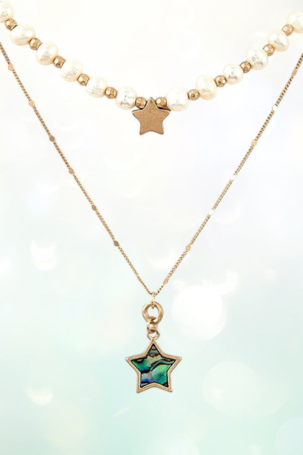 STAR LAYERED PEARL NECKLACE